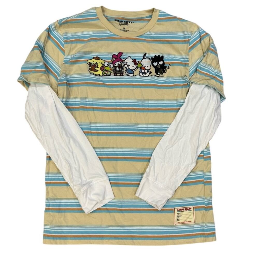 Hello Kitty Kawaii Mart Striped Long Sleeve Tee M